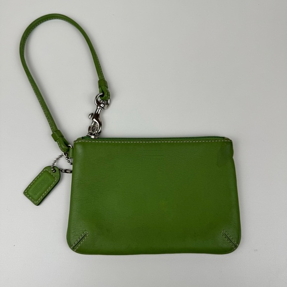 Coach Handbags - Coach Corner Zip Lime Green Wristlet Leather Wallet Pouch Coin Purse Bag